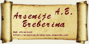 Arsenije Breberina vizit kartica